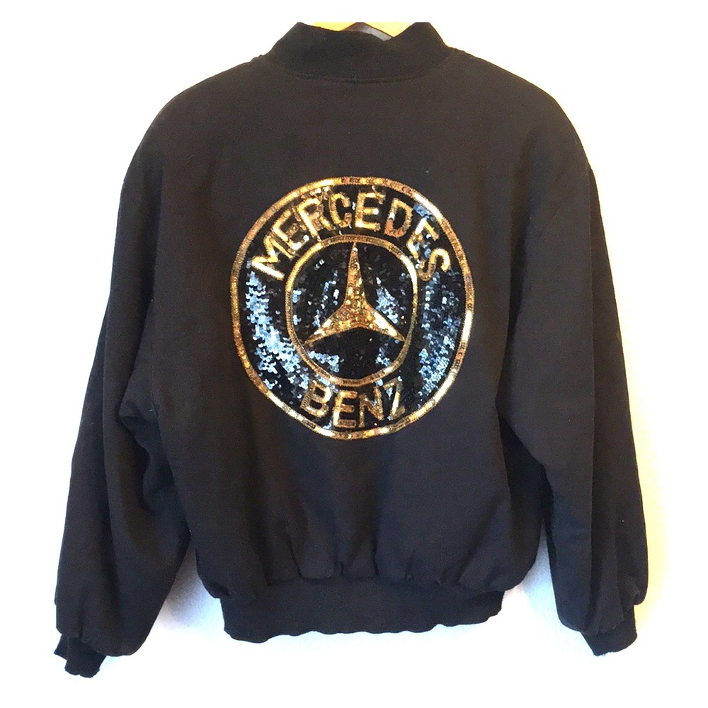 Mercedes Benz sequined appliqué Bomber Jacket